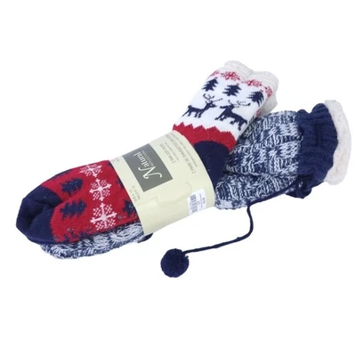 Nuevo Natural Reflections 2 pares de calcetines acogedores, forrados, parte inferior de agarre, reno 6-10 Foto 1 de 4