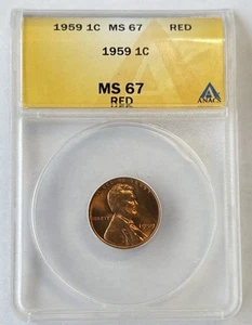 1959 Lincoln Cent MS67 Red ANACS - Bild 1 von 2