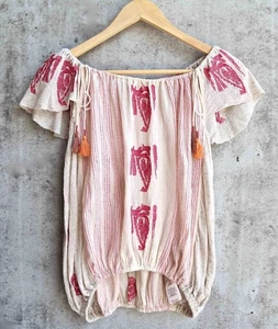 Neu ohne Etikett Free People Pukka Top schulterfrei Quaste Stickerei Boho Festival Medium - Bild 1 von 5