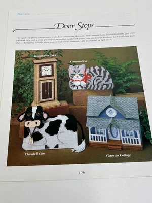 Victorian Cottage Cat Cow Clock Plastic Canvas Pattern Pages from Book7 Mesh - Image 1 of 4
