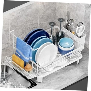 Compact Dish Drying Rack, Dish Drainers for 1 Tier With Sponge Rack-white - Picture 1 of 6