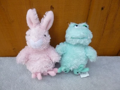 Set of 2 Russ Small Tiny Krogie Frog Chippy Bunny Soft Plush Toys Slippers - Image 1 of 4