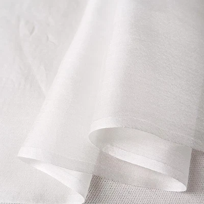 Silk Pongee 45" Wide Natural White Real Silk Habotai Sheer Wedding Scarf Fabric - Image 1 of 4