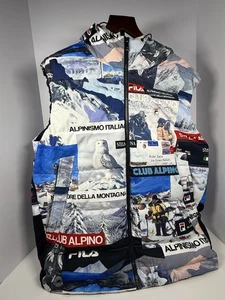 VERY RARE Fila Club Alpino Italiano Down Hooded Puffer Vest Ski Men’s XL - Picture 1 of 11