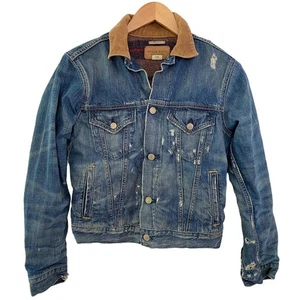 Denim & Supply Relaxed Trucker Jacket Size Small Distressed Denim Dark Wash - Bild 1 von 7