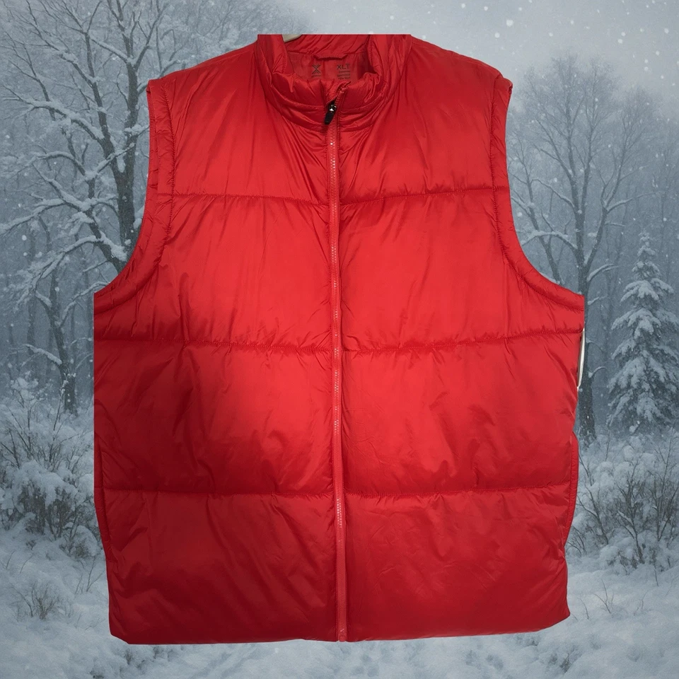 Colete Xersion Essential sem mangas com zíper completo XLT, sem etiqueta, à prova de vento, bolso com zíper, vermelho - Imagem 1 de 4