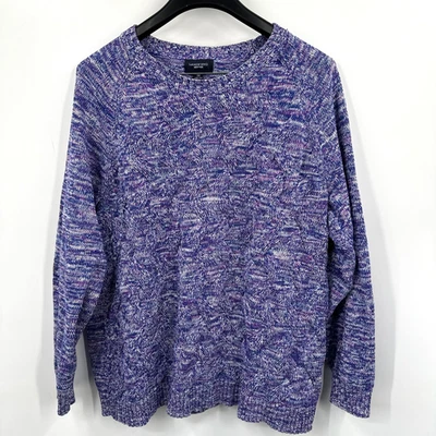 Lands End Drifter Sweater Plus Size 3X Purple Crew Neck Relaxed 100% Cotton - Image 1 of 4