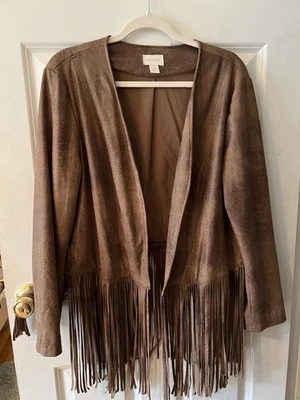 Chaqueta con flecos de gamuza sintética Chico talla 2 Foto 1 de 4