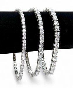 Brilliant VVS1 Round Moissanite Tennis Bracelet 925 Sterling Silver 3MM 4MM 5MM - Picture 1 of 17