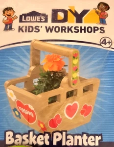 LOWE'S DIY Kinder Werkstätten Korb Pflanzgefäß mit gesticktem Bügelbild Patch - Bild 1 von 8