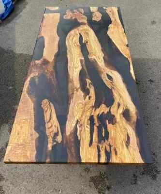 Black Epoxy Resin Dining Table Top Wooden Table Top Furniture Decor - Image 1 of 4