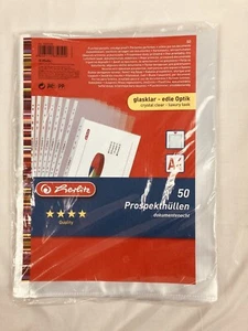 50 x Herlitz Prospekthüllen Klarsichthüllen Aktenhüllen A4, 0,09 mm, glasklar - Bild 1 von 1