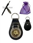 Football Man Of The Match  (A) Genuine Black Leather Domed Keyring In Gift Bag
