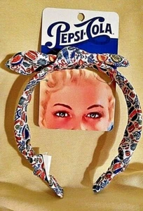 PEPSI COLA WRAP AROUND HEADBAND, WIRE BOW 2021 RETRO AD NEW - Picture 1 of 6