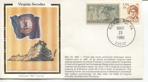 CIVIL WAR VIRGINIA SECEDES 1861 COLORANO SILK EVENT COVER 1986 - Picture 1 of 1