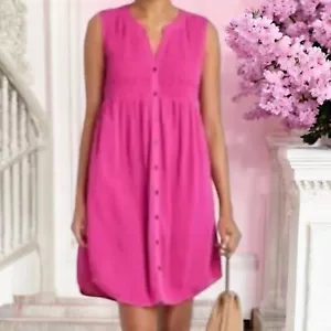 Women's Sleeveless Smocked Button-Down Dress - Knox Rose, Berry Punch, 1X - Picture 1 of 1