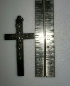 Antiguo Ébano Crucifijo Cruz Colgante - Imagen 1 de 3
