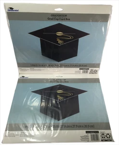 Graduation Grad Cap Card Box, 2 Pk (Lot of 2), Black, 11 in. x 11 in. x 8.25 in. - Picture 1 of 9