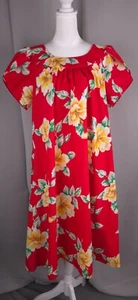 Royal Creations Dress Womens M Red Aloha Made Hawaii Shift Caftan Island - Picture 1 of 12