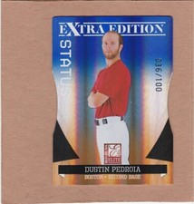 2011 Donruss Elite Extra Edition Blue Die-Cut Status 036/100 Dustin Pedroia #17