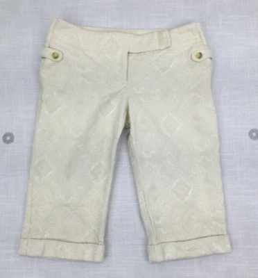 Pantalones capri Bebe Off White con patrón geométrico elevado para mujer talla 6 Foto 1 de 4