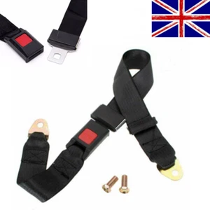 Universal Black Car Seat Belt Lap Belt Two Point Adjustable Safety Belt Truck - Picture 1 of 7