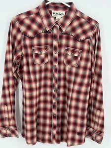 Ariat Womens Plaid Snap Shirt L Red & Black Long Sleeve Western Style - Picture 1 of 7
