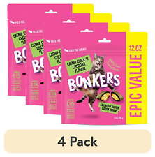 (4 Pack) Bonkers Crunchy and Soft Cat Treats Catnip Chick N' Cheddar Flavor 12oz