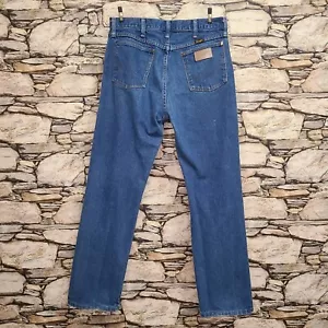 Vintage Wrangler gerade Herrenjeans Größe 32 x 32 einfarbig blau Denim Taschen Logo - Bild 1 von 21
