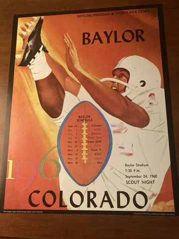 1960 Baylor Vintage Football Poster  - Great For Framing Cover