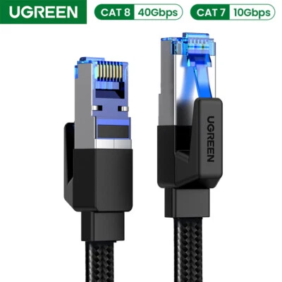Ugreen Cat8 Cat7 Ethernet Flat Braided Cable RJ45 40Gbps Network Lan Cord .5m-5m - Image 1 of 4