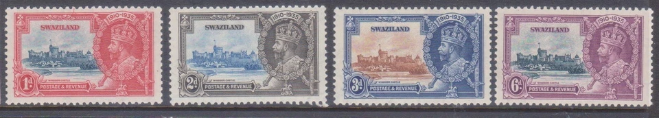 (F298-55) 1935 Suazilandia Juego de 4 sellos KGV plata jubileo M/H (BE) (YC56) Foto 1 de 1
