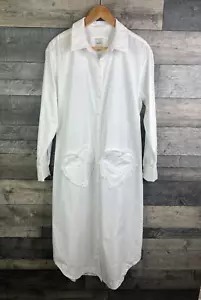 Anthropologie Maeve Midi Shirt Dress Size Medium White Heart Pockets Cotton - Picture 1 of 9