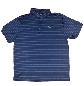 Blue Striped Under Armour Playoff Polo Casual Golf Men's Size XXL - Picture 1 of 6