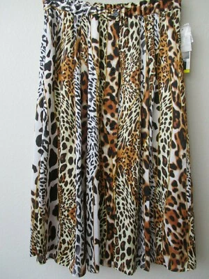 Юбка с анималистическим принтом Peter Nygard многоцветная многоярусная до середины икры PM новая с ценниками - Изображение 1 из 4