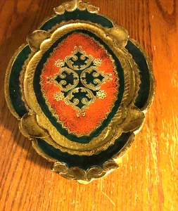 Schönes Vintage handgefertigtes Florenz Italien Holztablett  - Bild 1 von 7