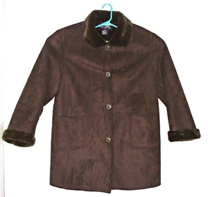 Circa 1980s FUDA of New York Women's Faux Suede Coat Faux Fur Lining Retro Sz XL - Picture 1 of 12