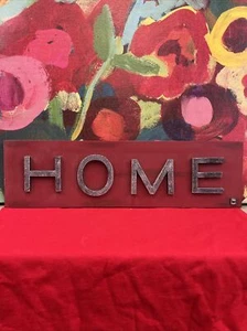 GRASSLAND ROAD Wall Sign “HOME” Red Metal Letters Farmhouse New - Picture 1 of 5