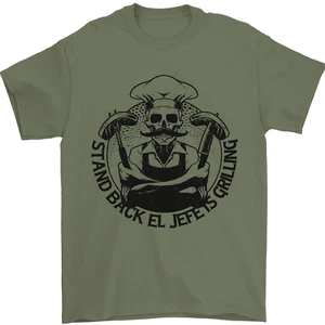 Stand Back El Jefe is Grilling Funny BBQ Skull Mens T-Shirt 100% Cotton - Picture 1 of 90