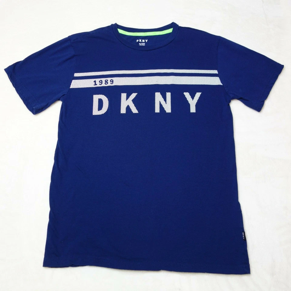 DKNY Youth Boys (18-20) T-Shirt Extra Large XL Blue White Front Logo Casual Tee - Image 1 of 4
