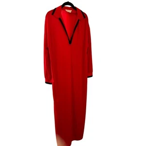 Vintage Geoffrey Beene For Swirl Red Long Sleeve Maxi Dress 1970s - Picture 1 of 6