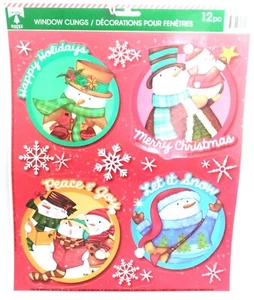 Christmas Reusable Window Clings - SNOWMAN CIRCLES Word Sayings SALE - Picture 1 of 1