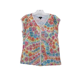 Talbots Petites mehrfarbiges Shirt-Top mit Blumendruck und gewelltem Besatz Gr. P - Bild 1 von 3