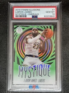 2019 Panini Illusions Basketball LEBRON JAMES #7 EMERALD MYSTIQUE PSA 10 GEM MT - Picture 1 of 2