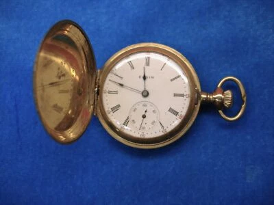 VINTAGE ELGIN LADIES HUNT CASE POCKET WATCH - GRADE 320 ORNATE GOLD FILLED CASE - Image 1 of 4