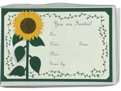 Set Of 8 VINTAGE meri-meri Sunflower Invitations w/ envelopes hand-made 3D - Image 1 of 4