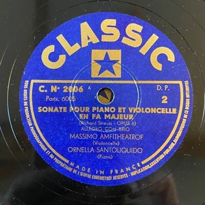RARE FRENCH 3X78RPM AMFITHEATROF SANTOLIQUIDO STRAUSS CELLO PIANO SONATA OP. 6 - Picture 1 of 6