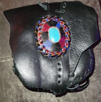 Cuero Suave Medicina/Tabaco/Cartera Turquesa Roca Nativo Americano Hecho a Mano Nuevo sin Etiquetas Foto 1 de 4