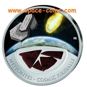 ¡Moneda de plata METEORITO MURCHISON! Fiji de $10, ¡solo 999 hecho! Bolas de fuego cósmicas 2013 - Imagen 1 de 4