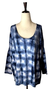 Velvet By Graham & Spencer Shirt Women Small Blue Vintage Slub Tie Dye Top Retro - Picture 1 of 7